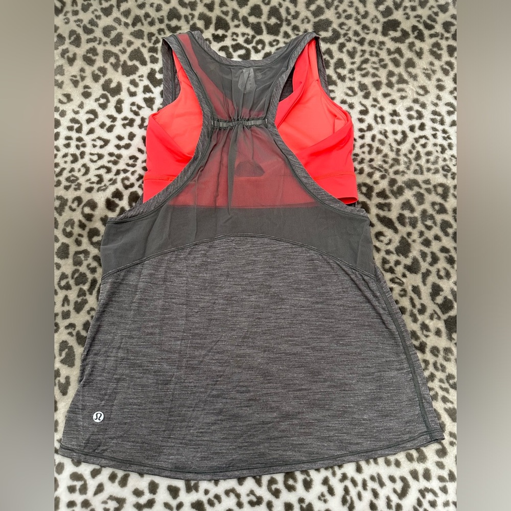 Lululemon Work The Circuit Tank in Heather Slate Gray Electric Coral Size 8 - Picture 10 of 17